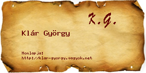 Klár György névjegykártya